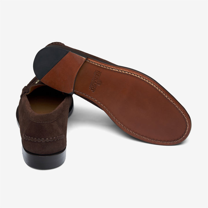 Dunkelbraune Damen-Mokassin-Loafer aus Wildleder mit Horsebit-Detail 4