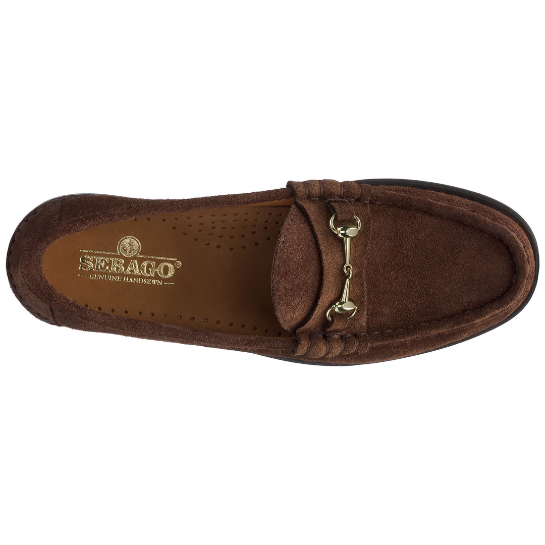 Mocasines de ante marrón oscuro para mujer con detalle de bocado de caballo main