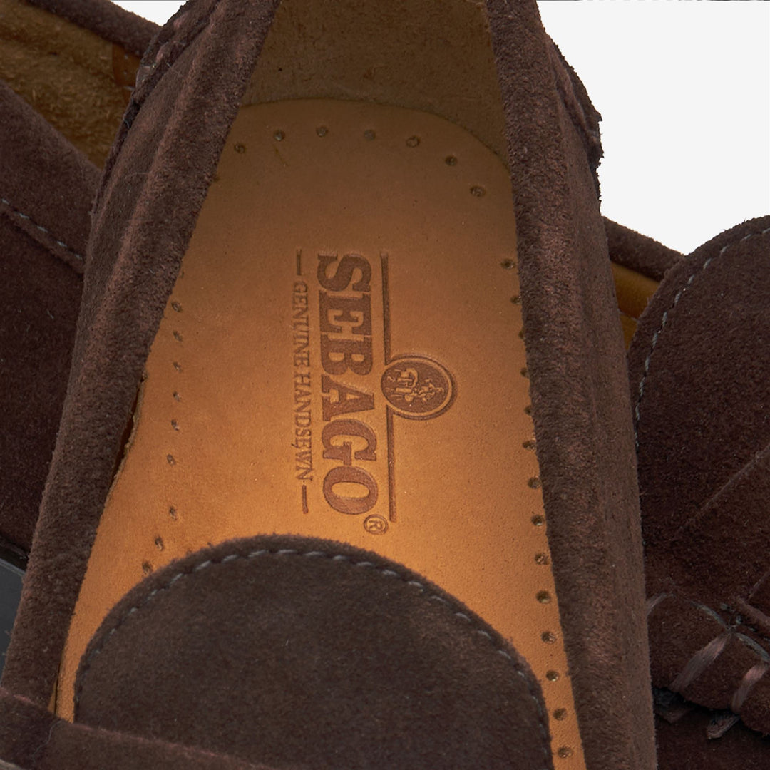 Dunkelbraune Damen-Mokassin-Loafer aus Wildleder mit Horsebit-Detail main