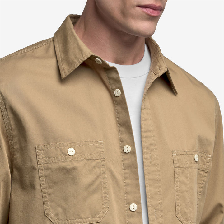 Beige unisex classic utility workwear shirt 5