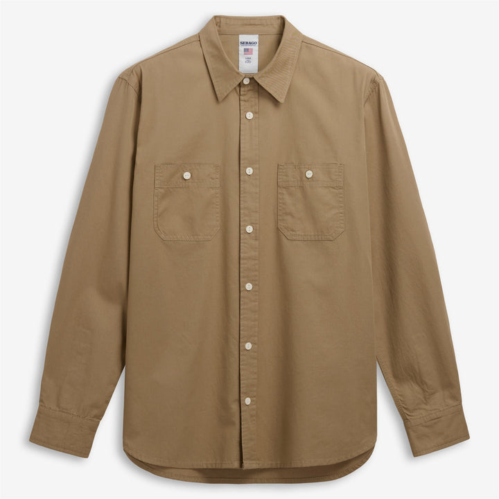 Beige unisex classic utility workwear shirt 1