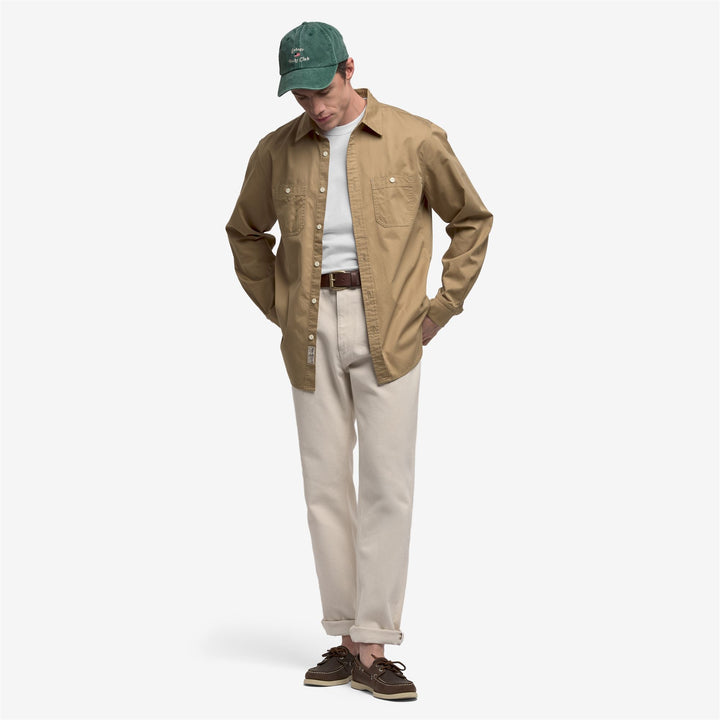 Beige unisex classic utility workwear shirt 6