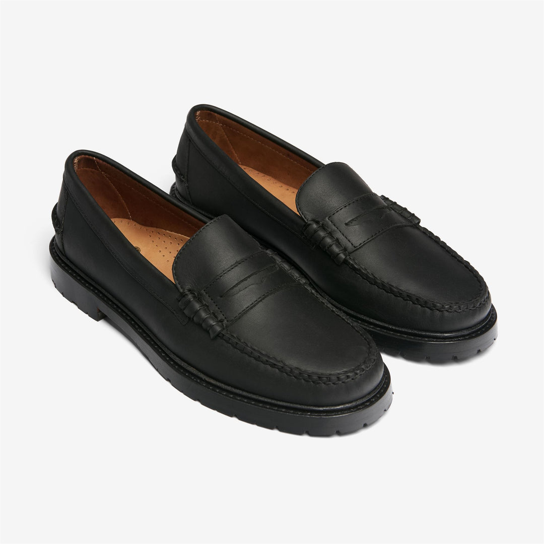 Mocasines de cuero negro para hombre con construcción Blake tradicional. main