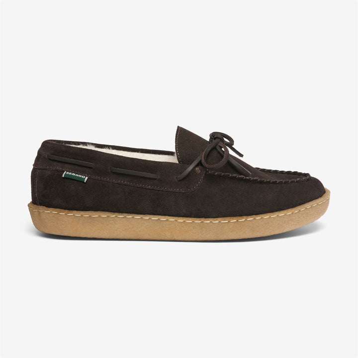 Mocasines Docksides de gamuza marrón oscuro para hombre, ideales para actividades al aire libre. 1