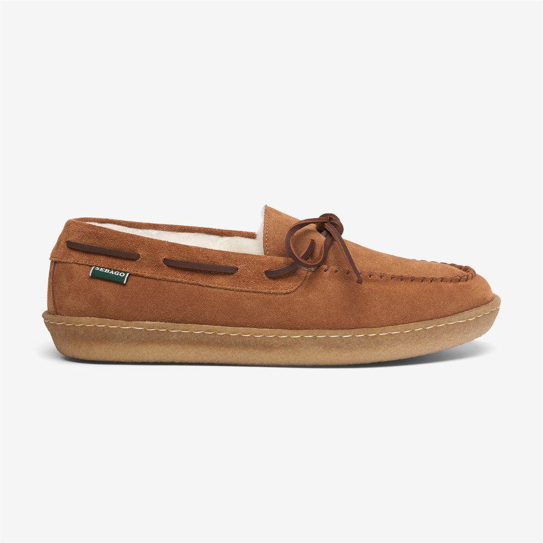 Mocasines Docksides de gamuza marrón para hombre con forro de piel sintética. 01