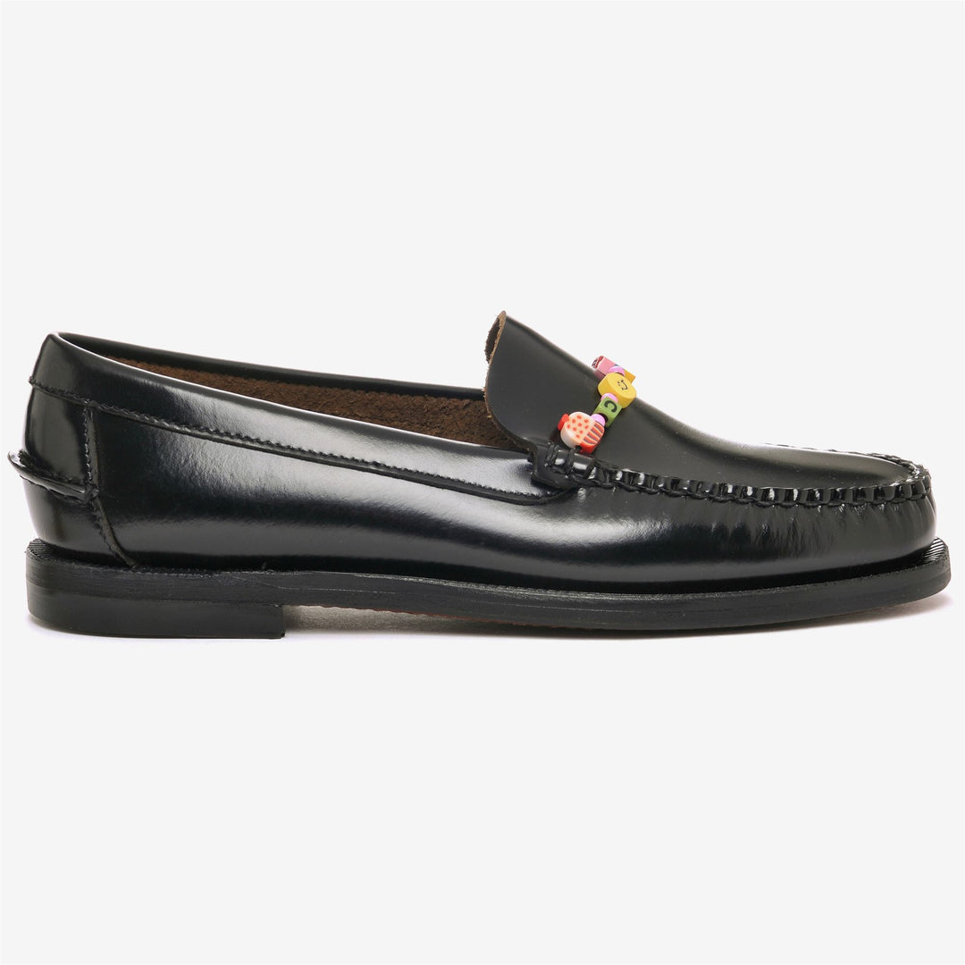 Mocassin d'affaires noir pour femme avec détails perlés 01