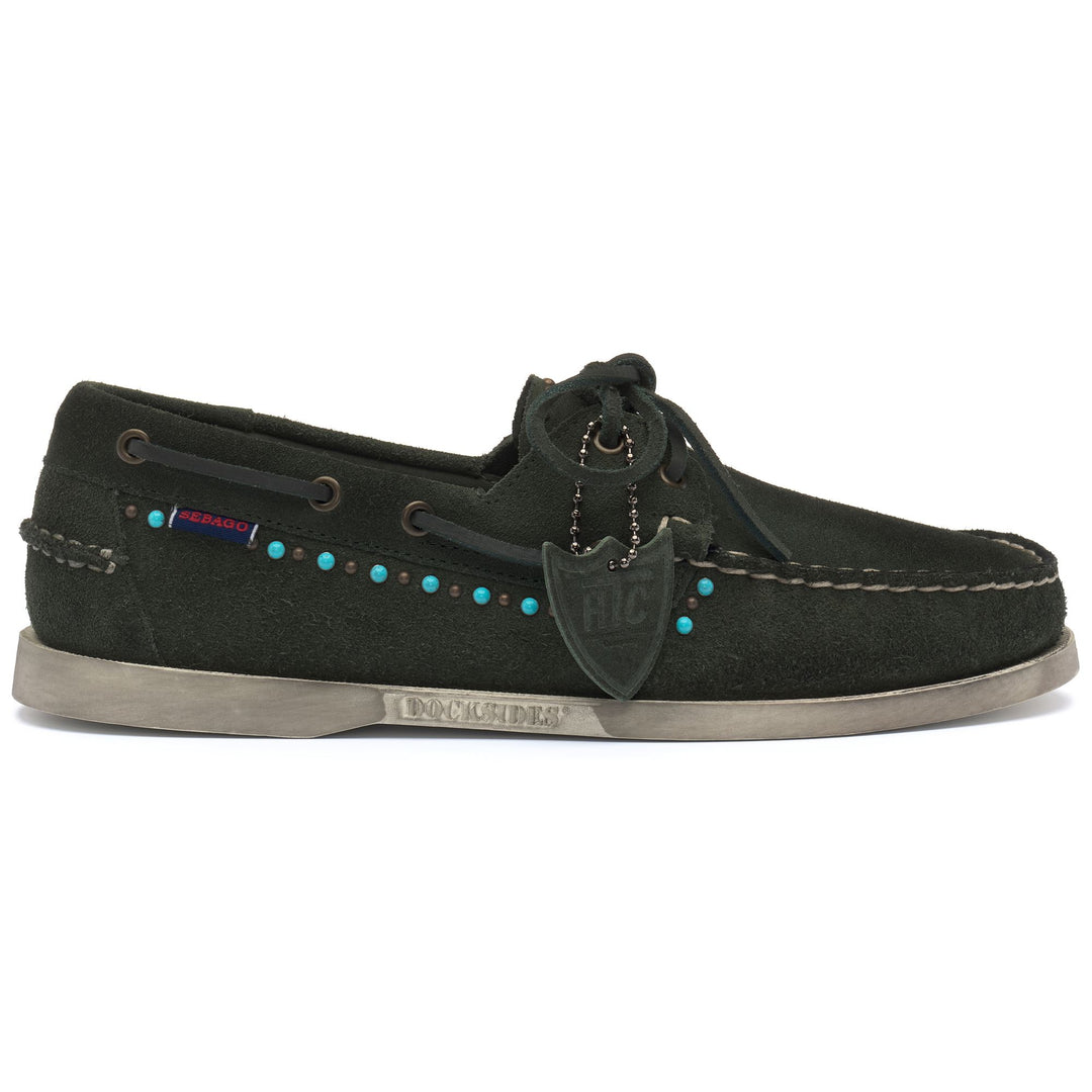 Dark green Men's Studded Moccasin Docksides 01