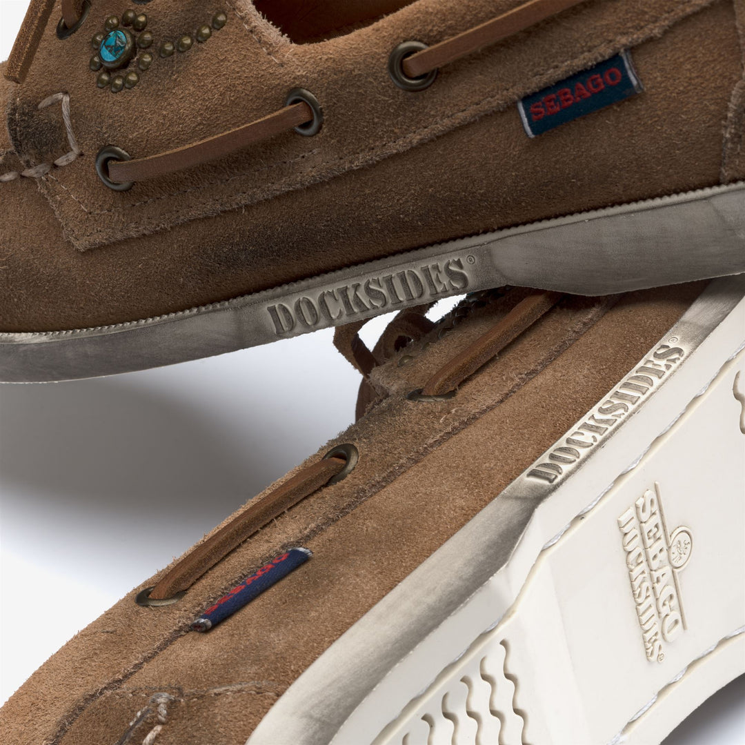 Brauner Damen-Mokassin Docksides mit Nieten main