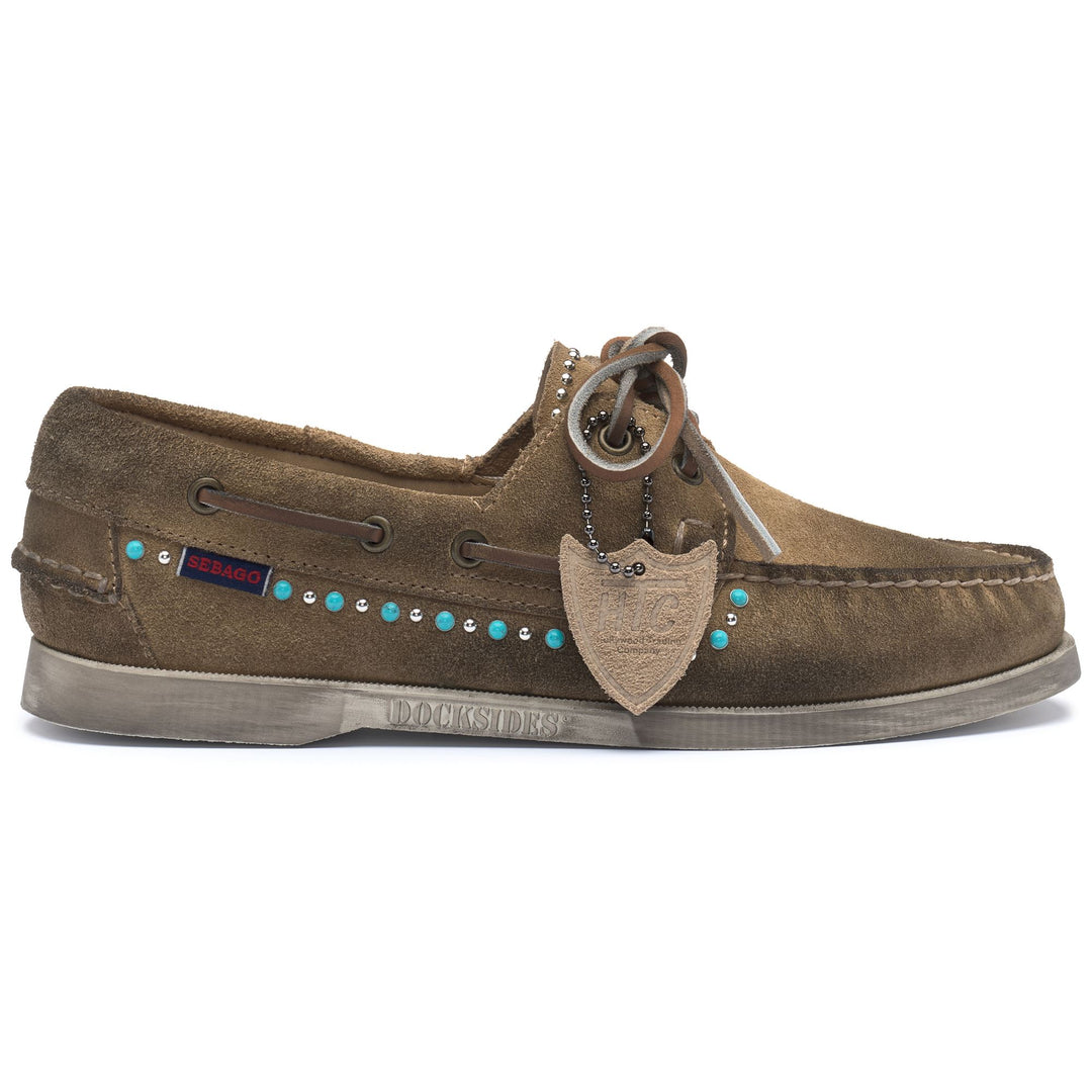 Beige Women's Moccasin Docksides with Stud Details 01