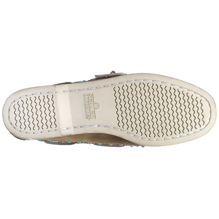 Beige Damen Mokassin Docksides mit Nietendetails 2