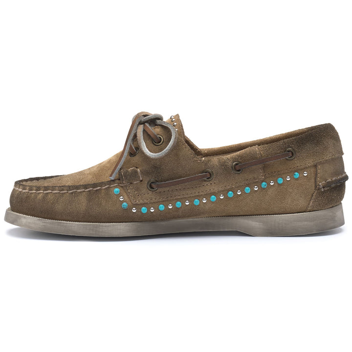 Beige Damen Mokassin Docksides mit Nietendetails 3