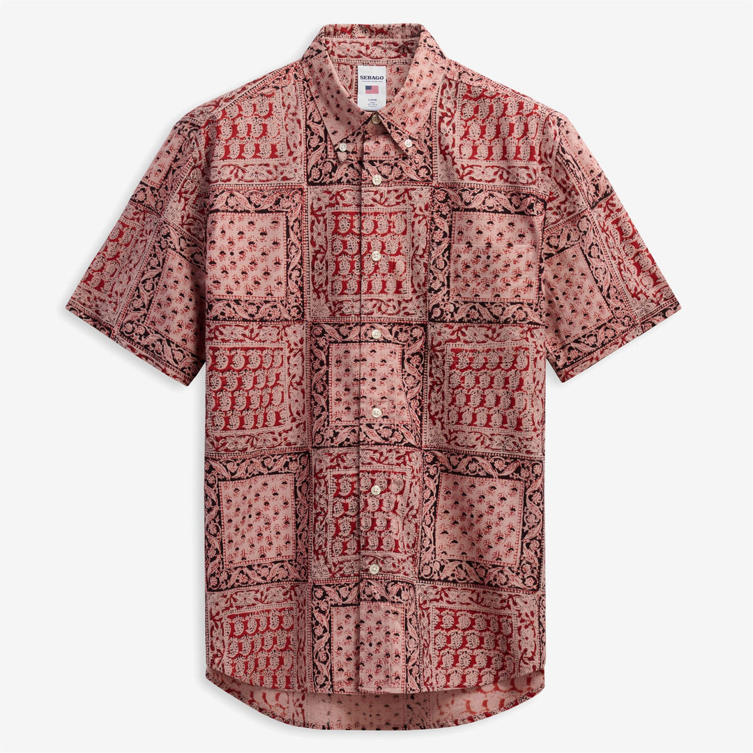 Camicia casual unisex arancione con bottoni e stampa grafica 01