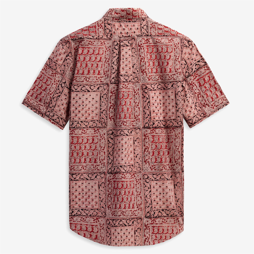 Camicia casual unisex arancione con bottoni e stampa grafica 02