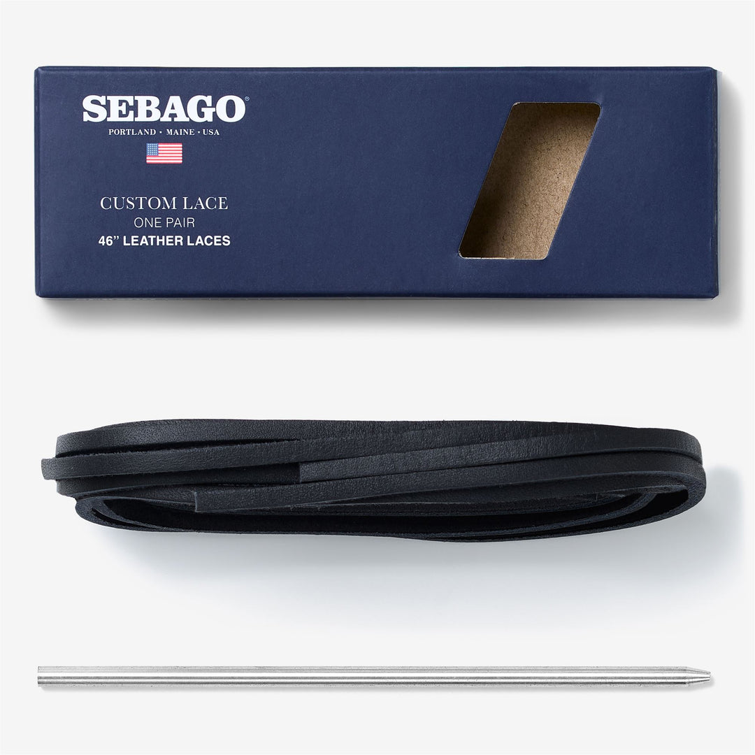 Navy Blue Unisex Leather Leisure Shoelaces 01