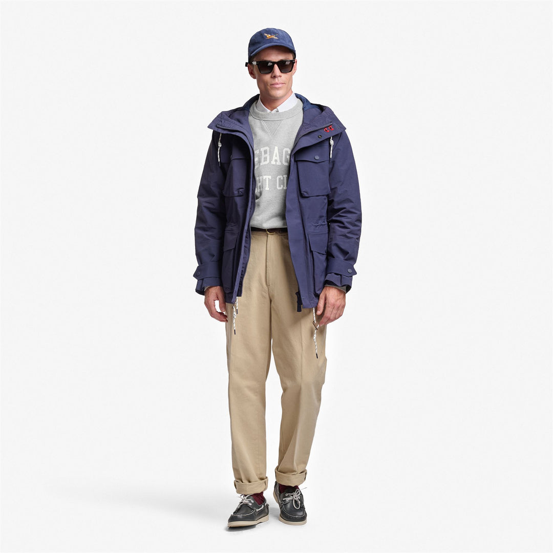 Veste de yachting unisexe bleu marine avec poches utilitaires et ventilation main