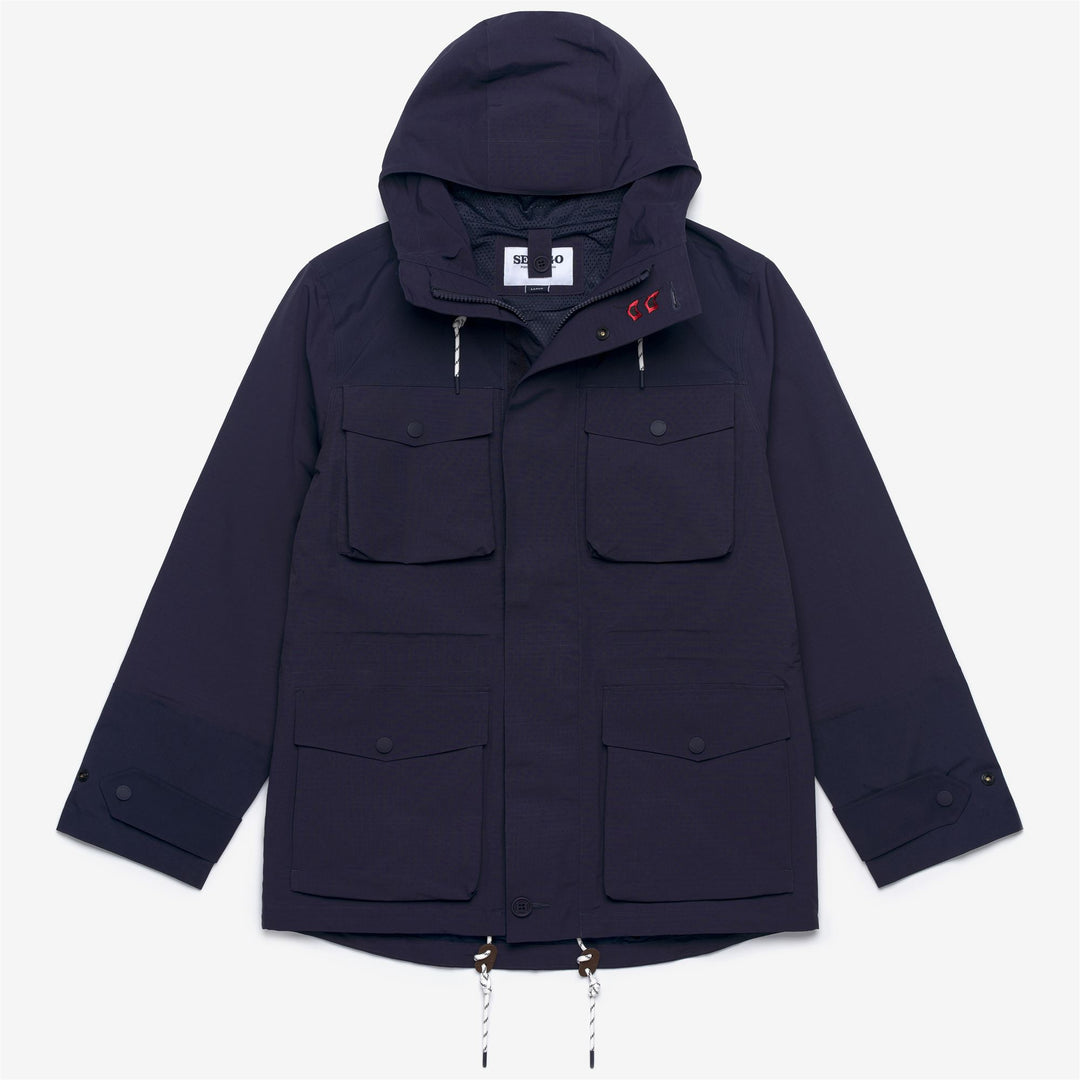 Marineblaue Unisex-Yachtjacke mit praktischen Taschen und Belüftung 01