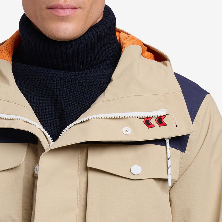 Beige Navy Unisex Yachting Jacket with Utility Pockets and Ventilation 6