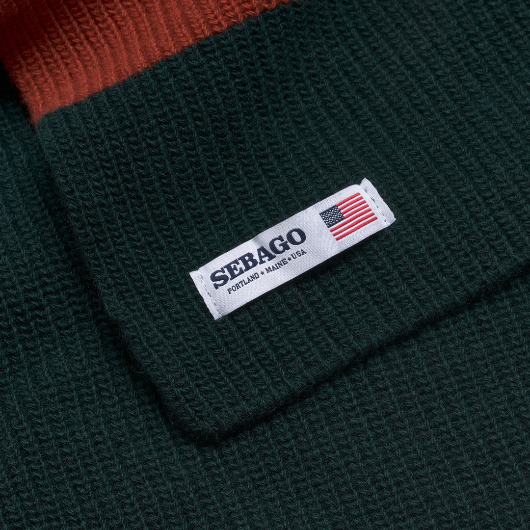 Bufanda unisex de lana de punto grueso verde y naranja main