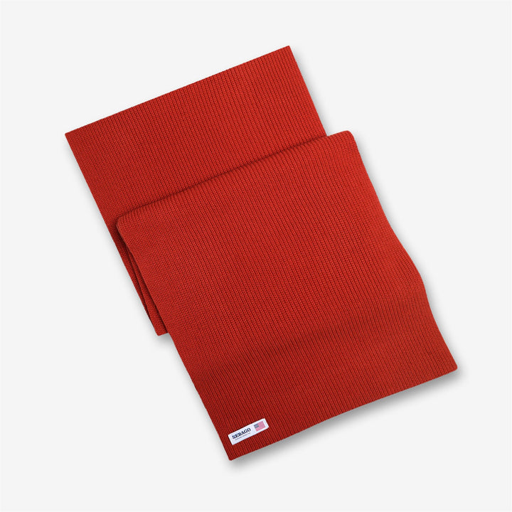 Bufanda unisex de lana de punto acanalado en color marrón rojizo 1