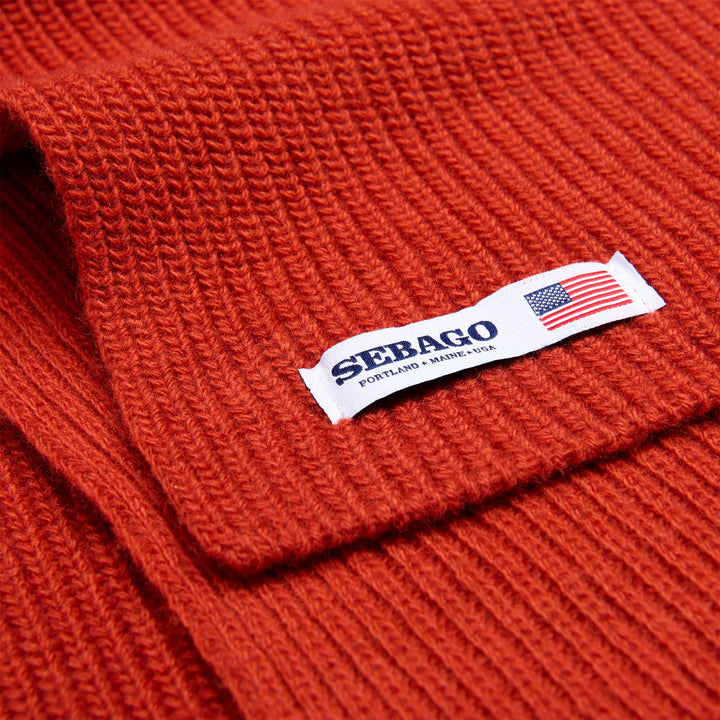 Bufanda unisex de lana de punto acanalado en color marrón rojizo 2