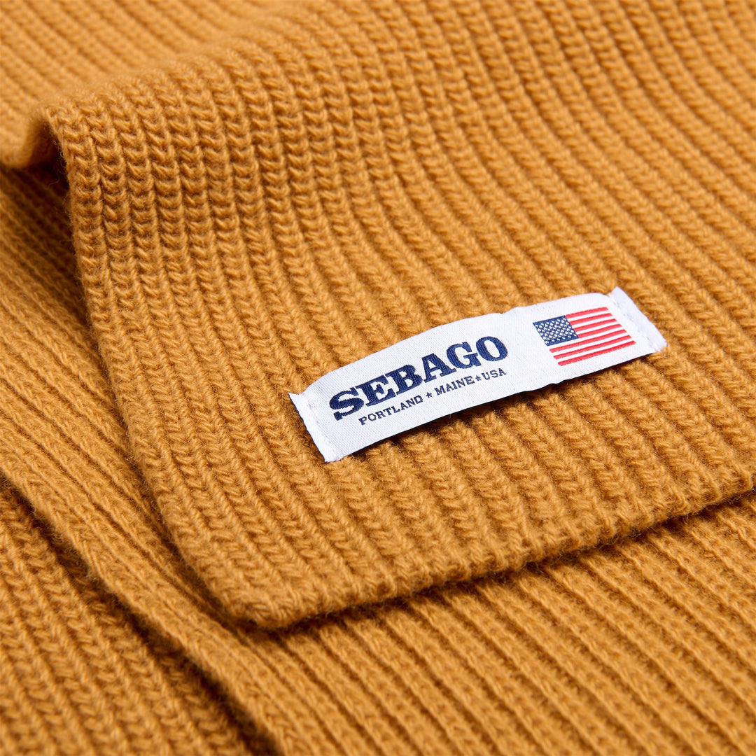 Écharpe unisexe jaune en laine épaisse avec motif côtelé main