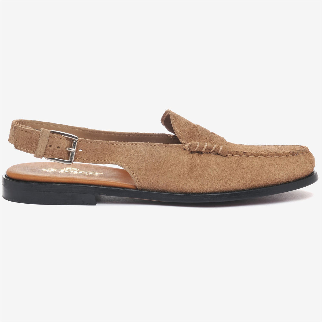 Beige women's business Moccasin Sandals with Adjustable Strap 01