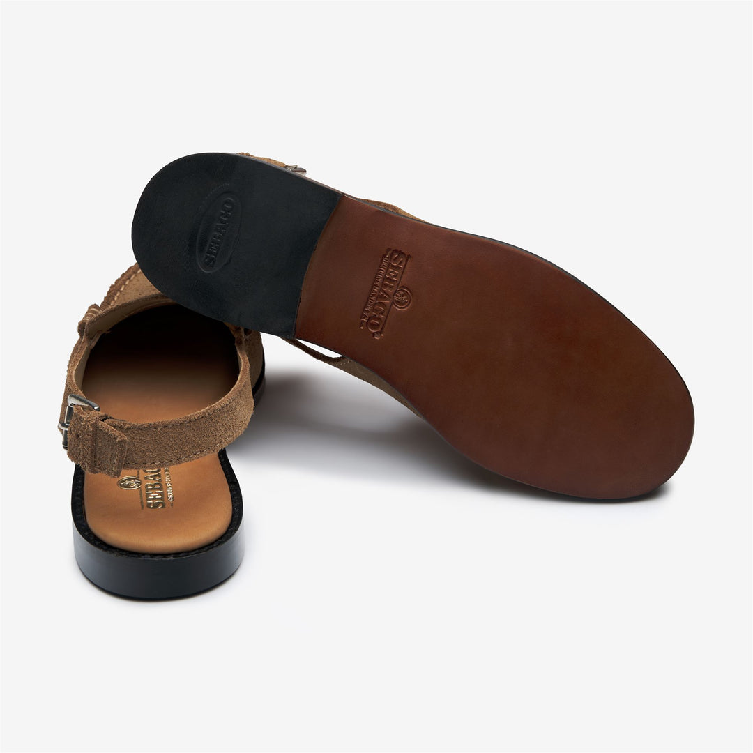 Sandalias tipo mocasín beige para mujer, ideales para negocios, con correa ajustable. main