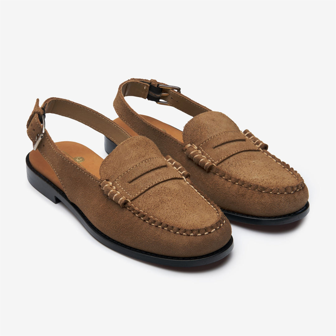 Sandalias tipo mocasín beige para mujer, ideales para negocios, con correa ajustable. main