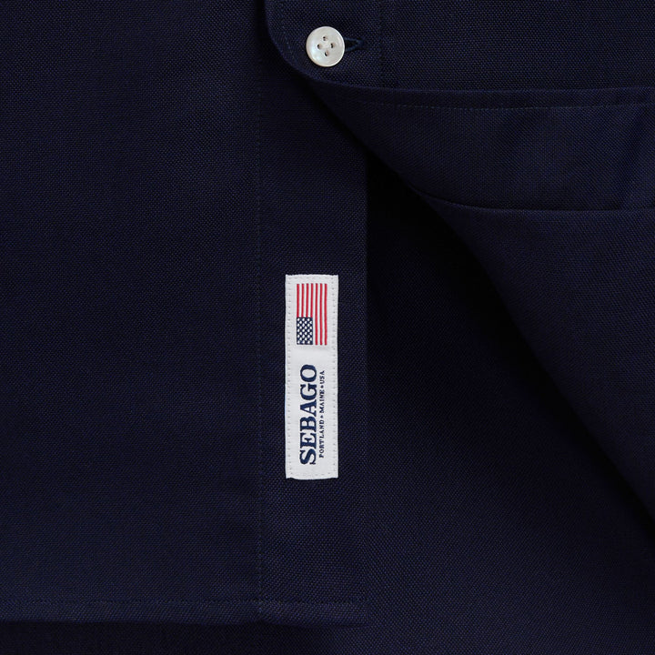 Navy blue Unisex Oxford Yachting Shirt with Logo Tag 3
