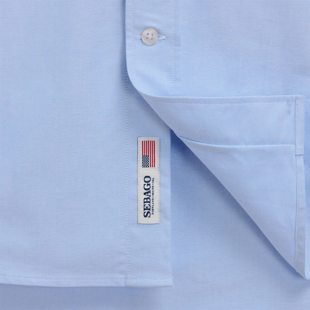 Chemise Oxford Yachting unisexe bleu azur main