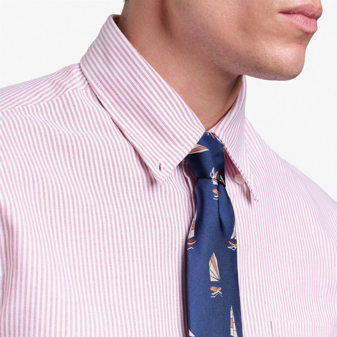 Navy Blue Men's Silk Leisure Tie with Sail Prints main