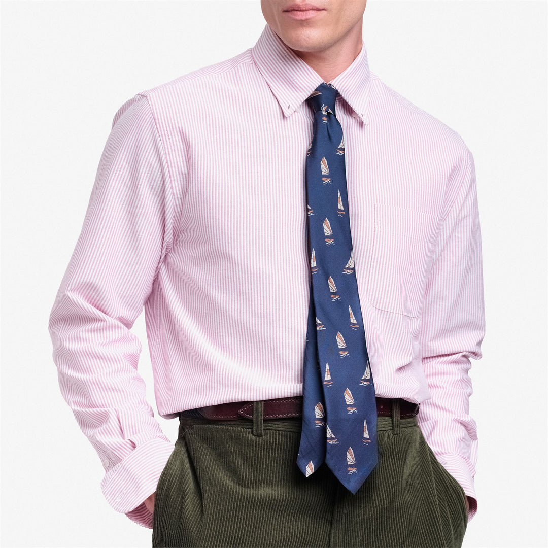 Navy Blue Men's Silk Leisure Tie with Sail Prints main