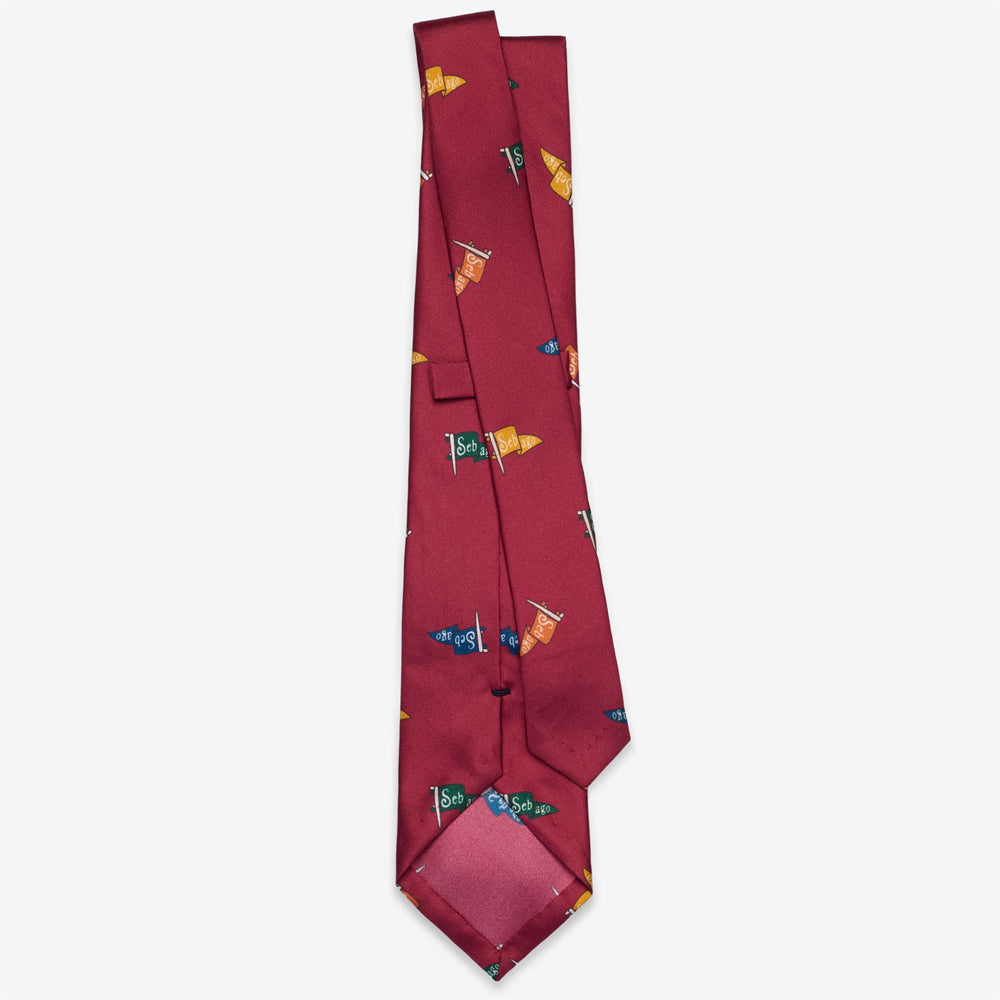 Cravate en soie rouge bordeaux pour homme avec imprimé coloré 02