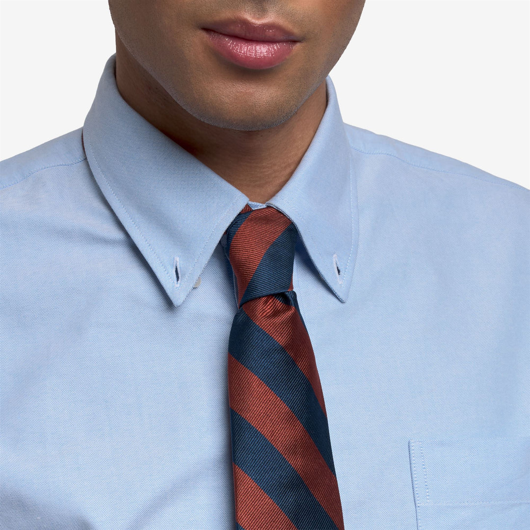 Blue Men's Silk Regimental Tie with Orange Stripes main