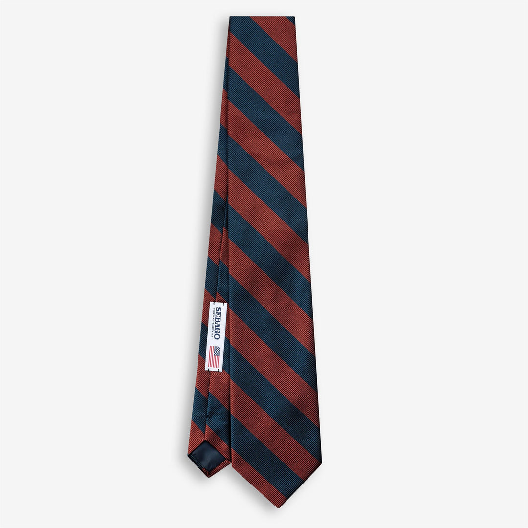 Blue Men's Silk Regimental Tie with Orange Stripes main
