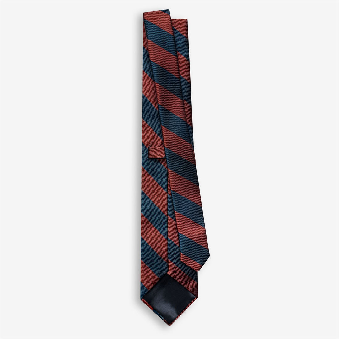 Blue Men's Silk Regimental Tie with Orange Stripes main
