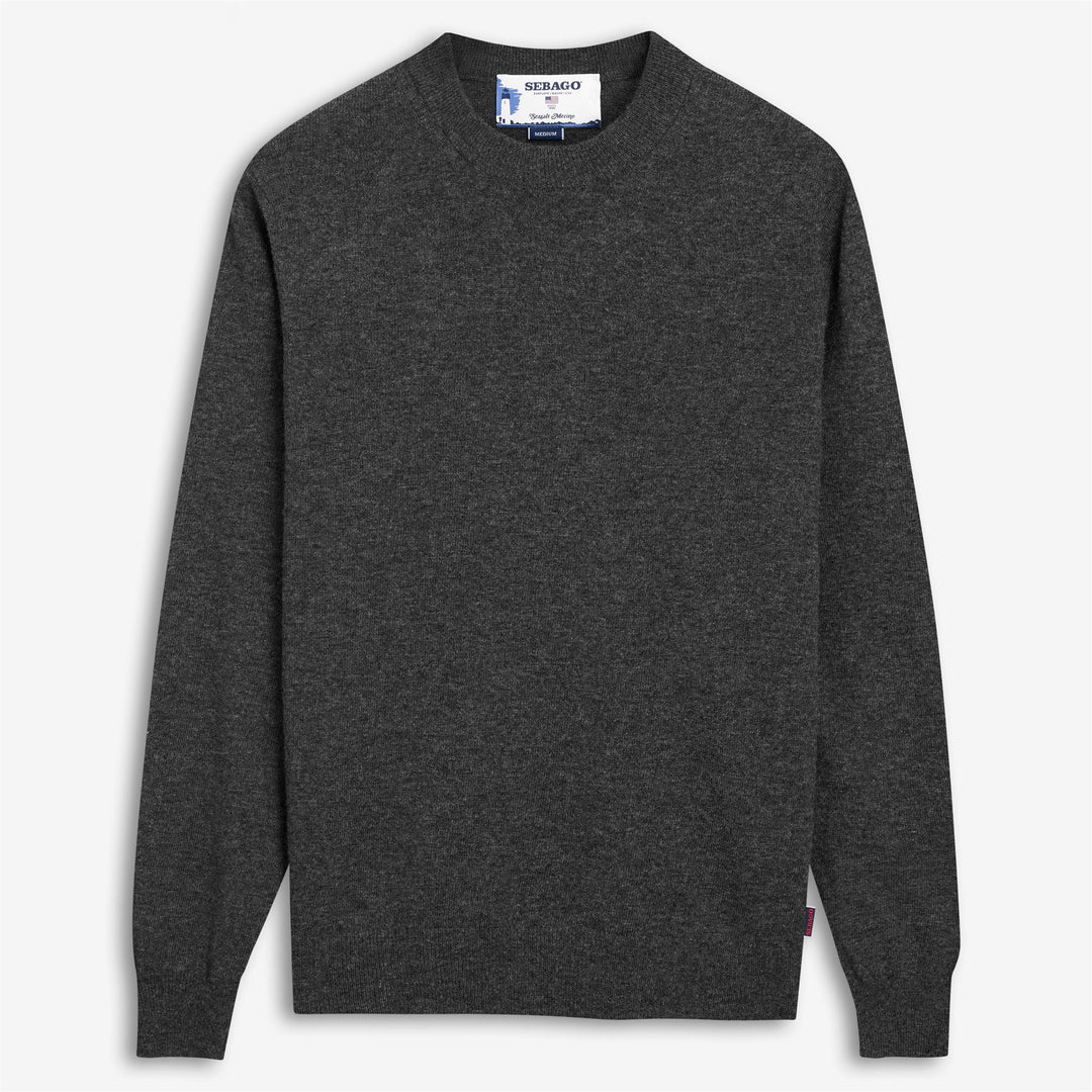 Maglione girocollo unisex in lana grigia 01