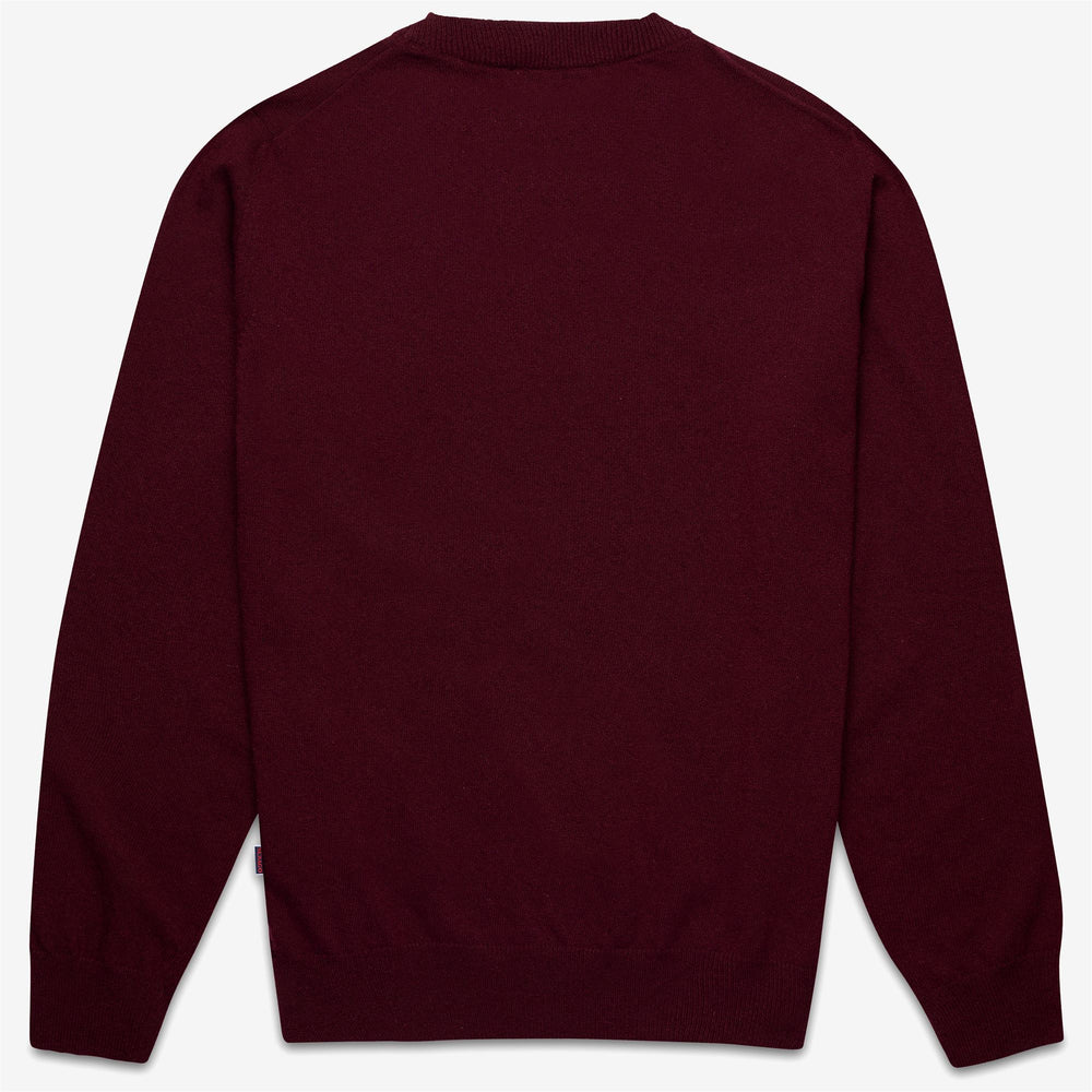 Maglione unisex rosso in lana con finiture a coste 02