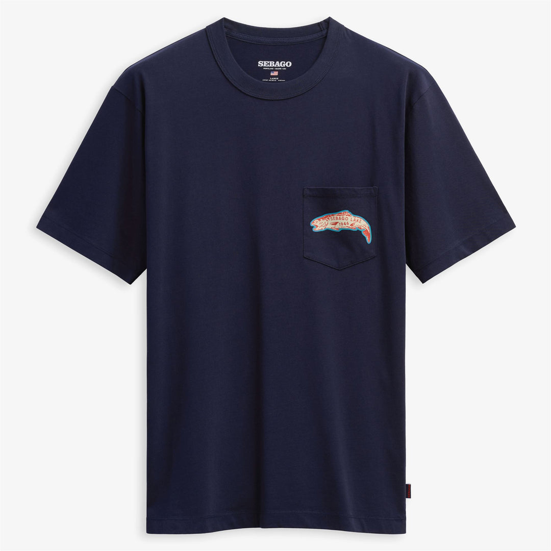 Dark Blue Unisex Cotton T-Shirt with Fishing Print 01