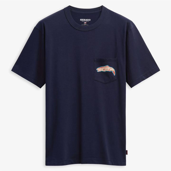 Dark Blue Unisex Cotton T-Shirt with Fishing Print 1