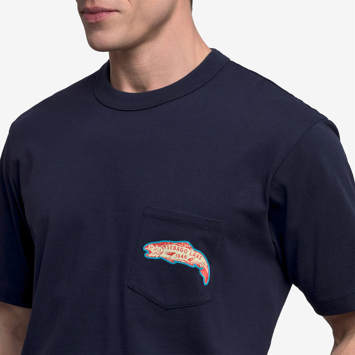 Dark Blue Unisex Cotton T-Shirt with Fishing Print 5