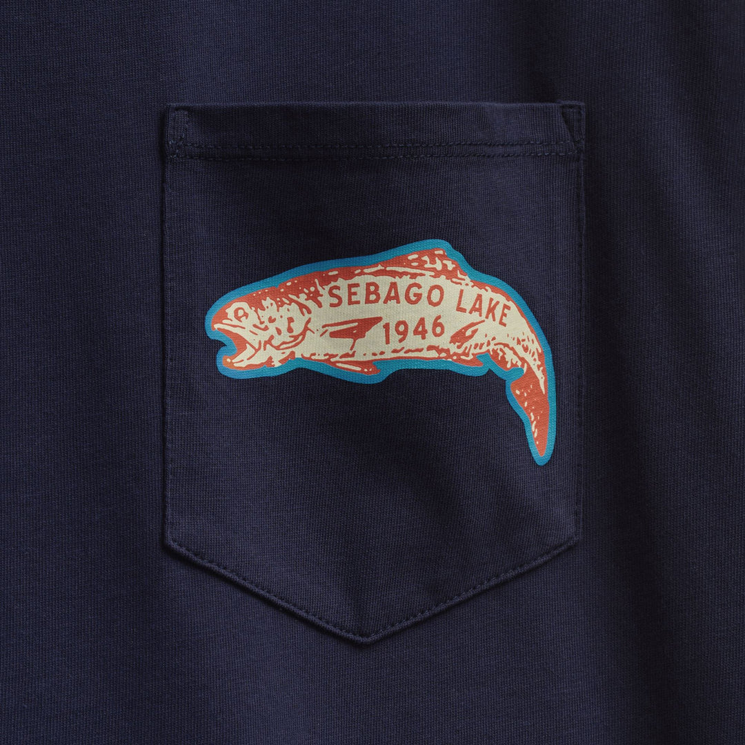 Dark Blue Unisex Cotton T-Shirt with Fishing Print main