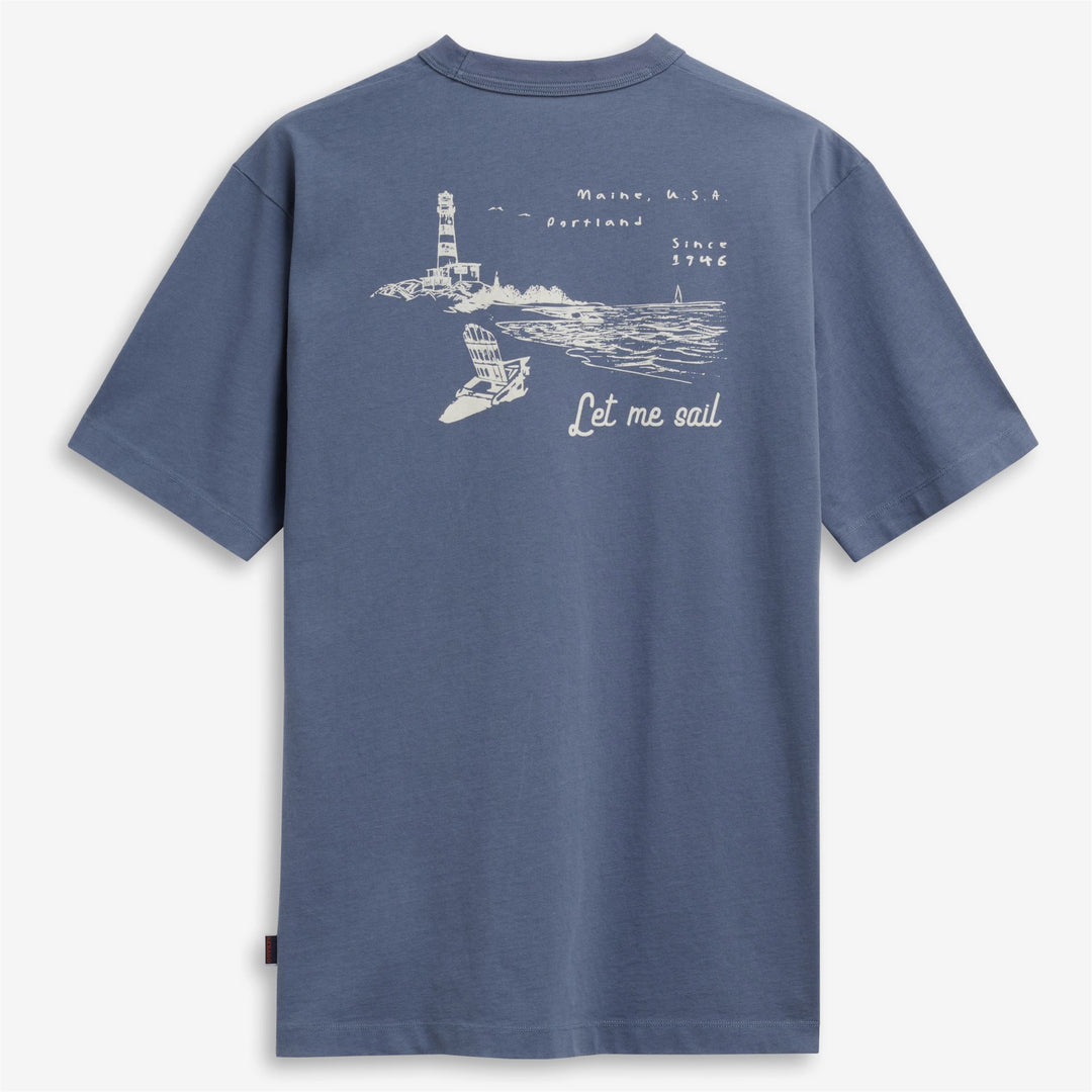 Blue Unisex Shoreline Graphic T-Shirt with Pocket main
