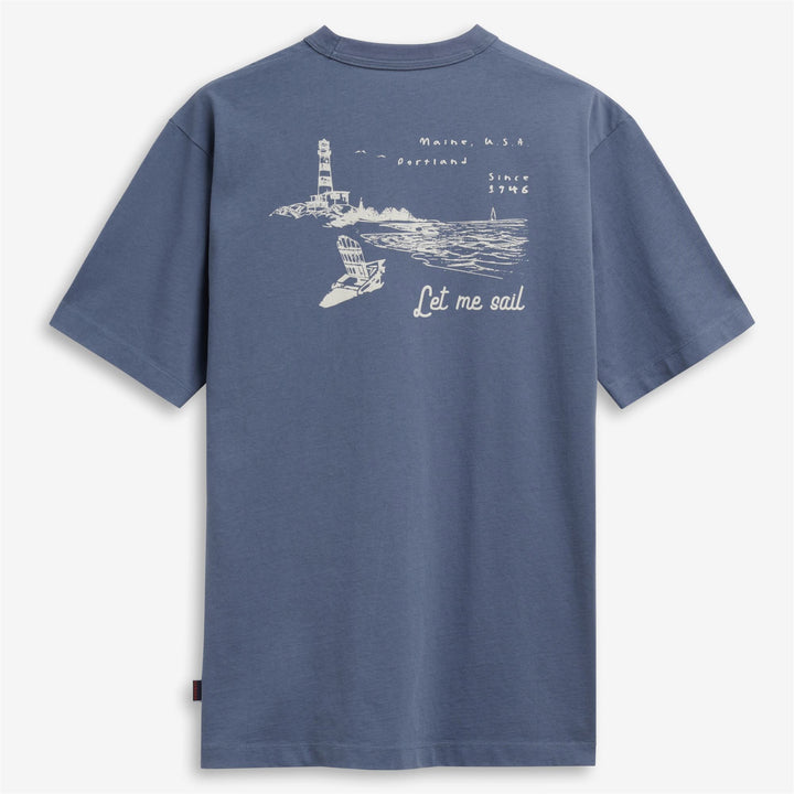 Blue Unisex Shoreline Graphic T-Shirt with Pocket 2