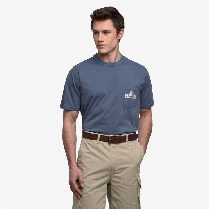 Blue Unisex Shoreline Graphic T-Shirt with Pocket 4