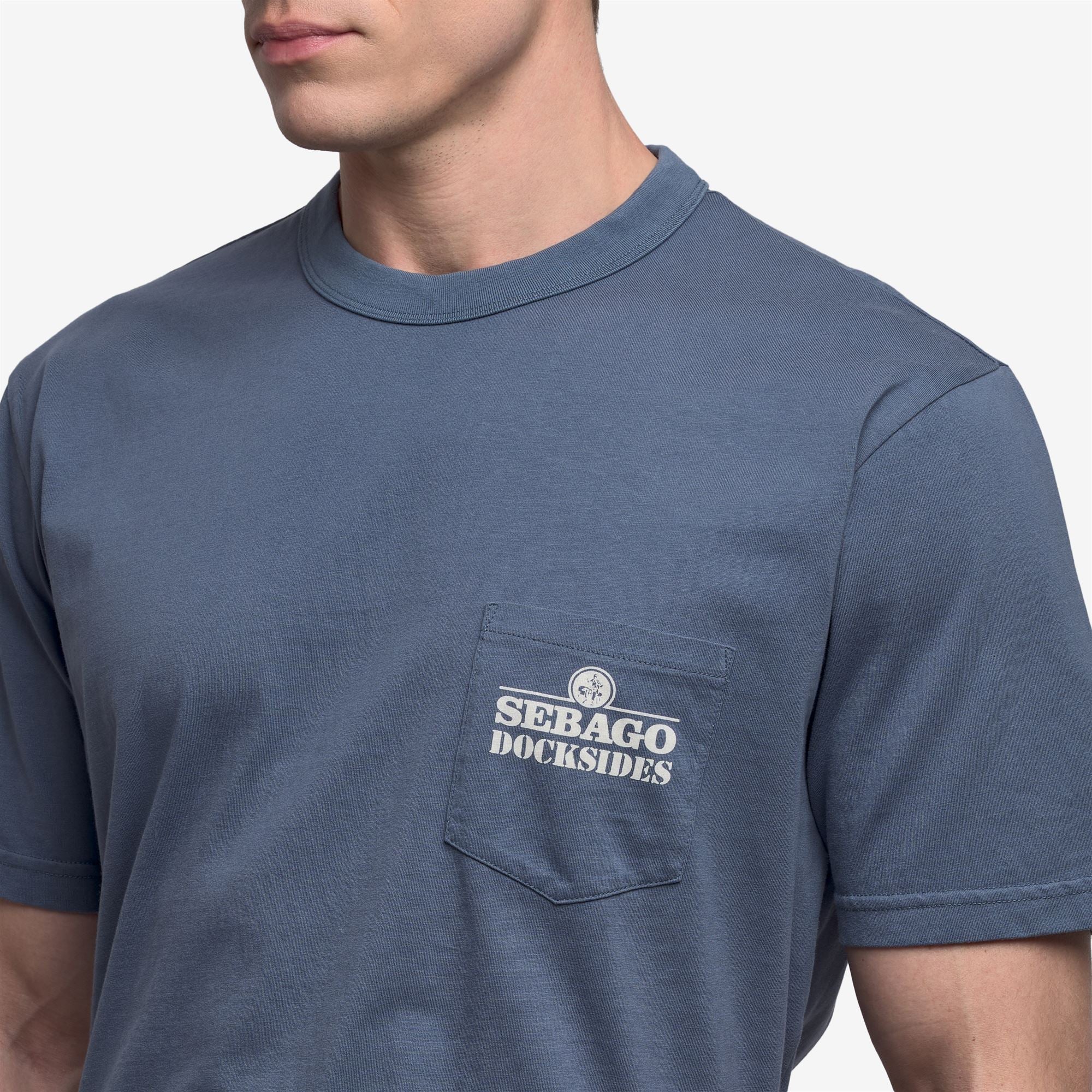 Blue Unisex Shoreline Graphic T-Shirt with Pocket | Sebago