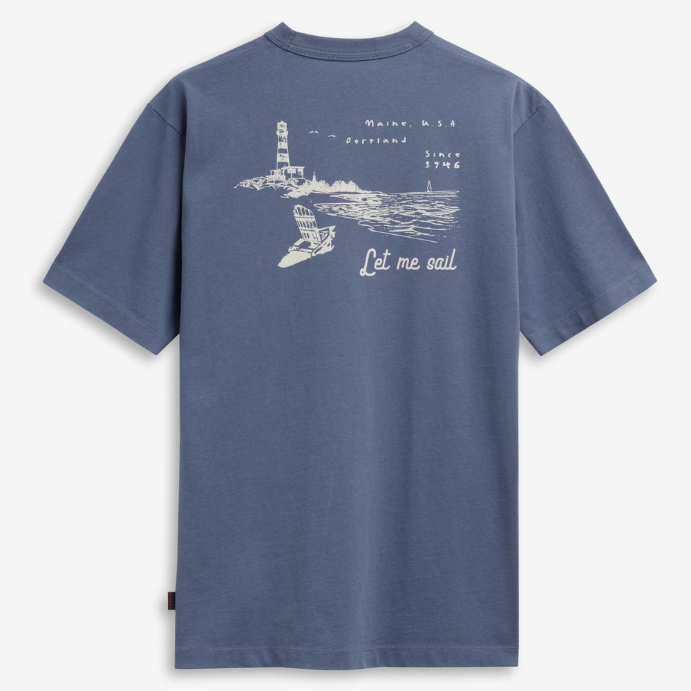Blue Unisex Shoreline Graphic T-Shirt with Pocket 02