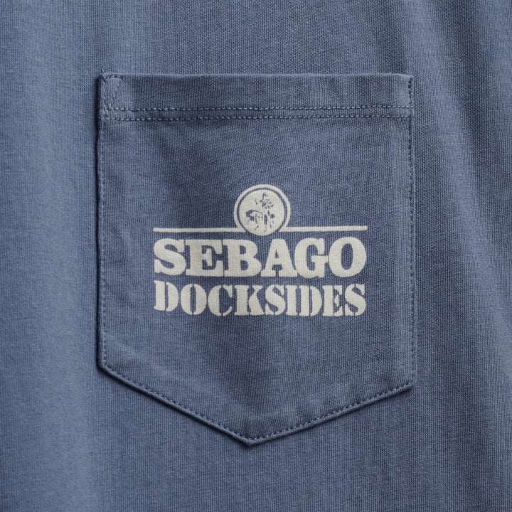 T-shirt unisexe bleu à motif littoral avec poche 3