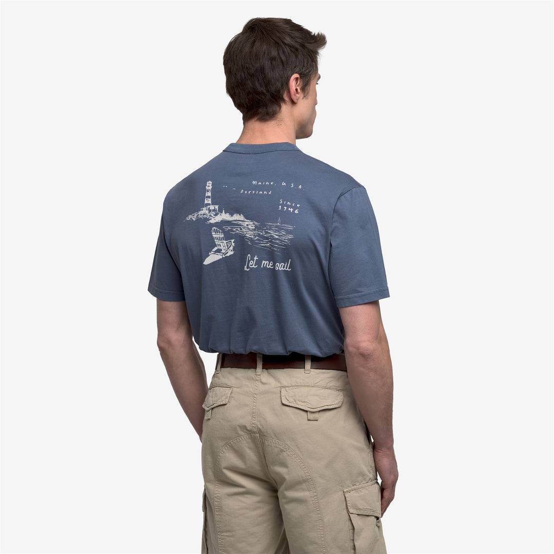 Blue Unisex Shoreline Graphic T-Shirt with Pocket main