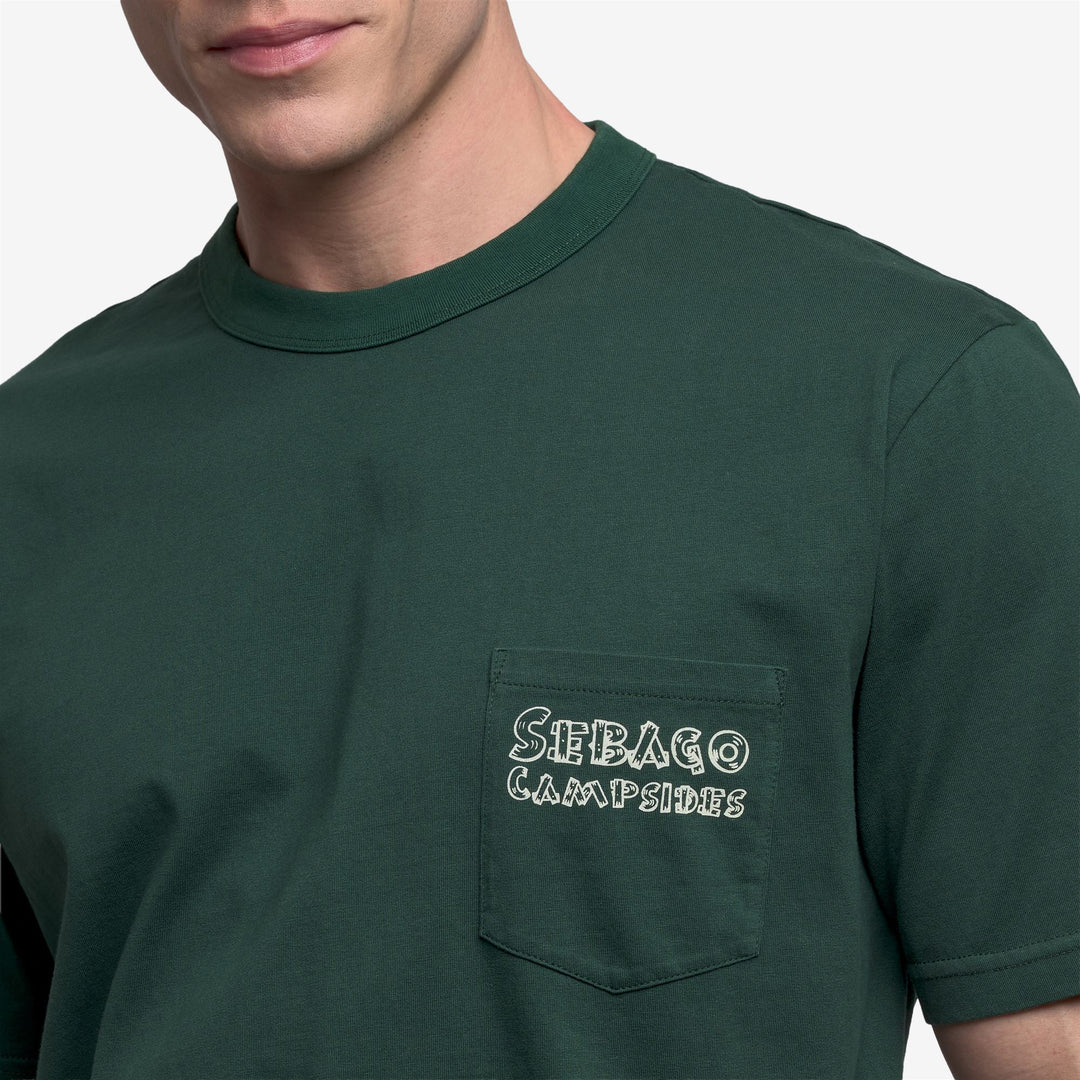 T-shirt unisexe vert Wymanlake à motif graphique avec poche main